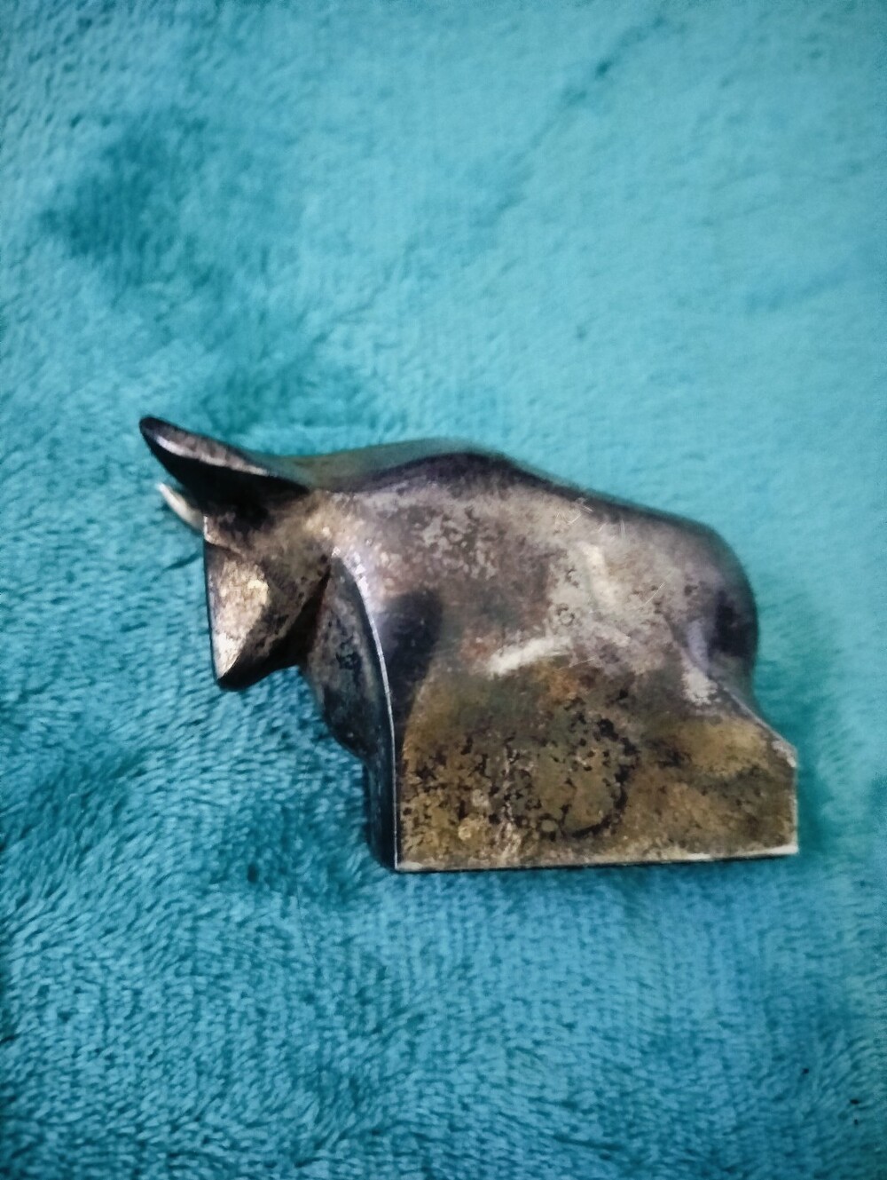 Vintage Dansk Gunnar Cyren Silver Plated Bull Paperweight Figurine MCM Japan
